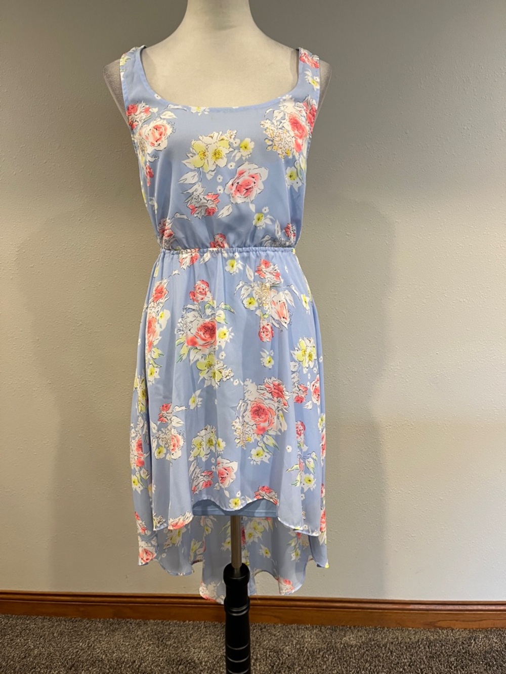Candie’s Light Blue Floral Sleeveless Hi-Low Dress‎